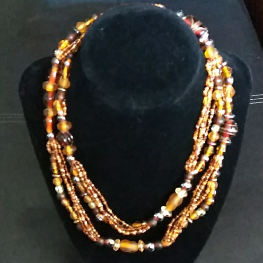 Brown hand beaded necklace